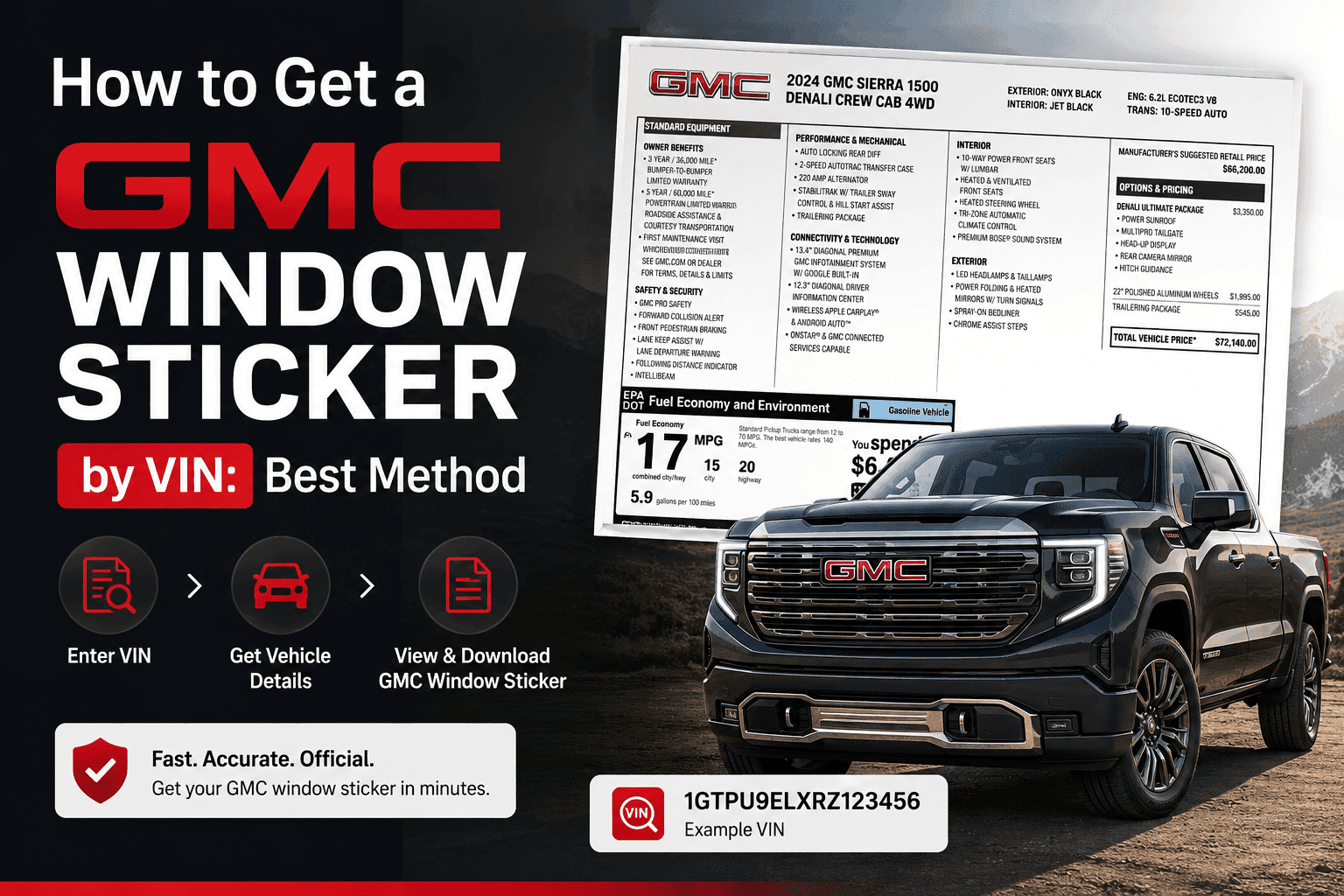 How to get a GMC Window Sticker by VIN