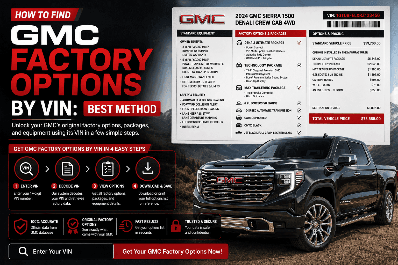GMC Factory Options by VIN